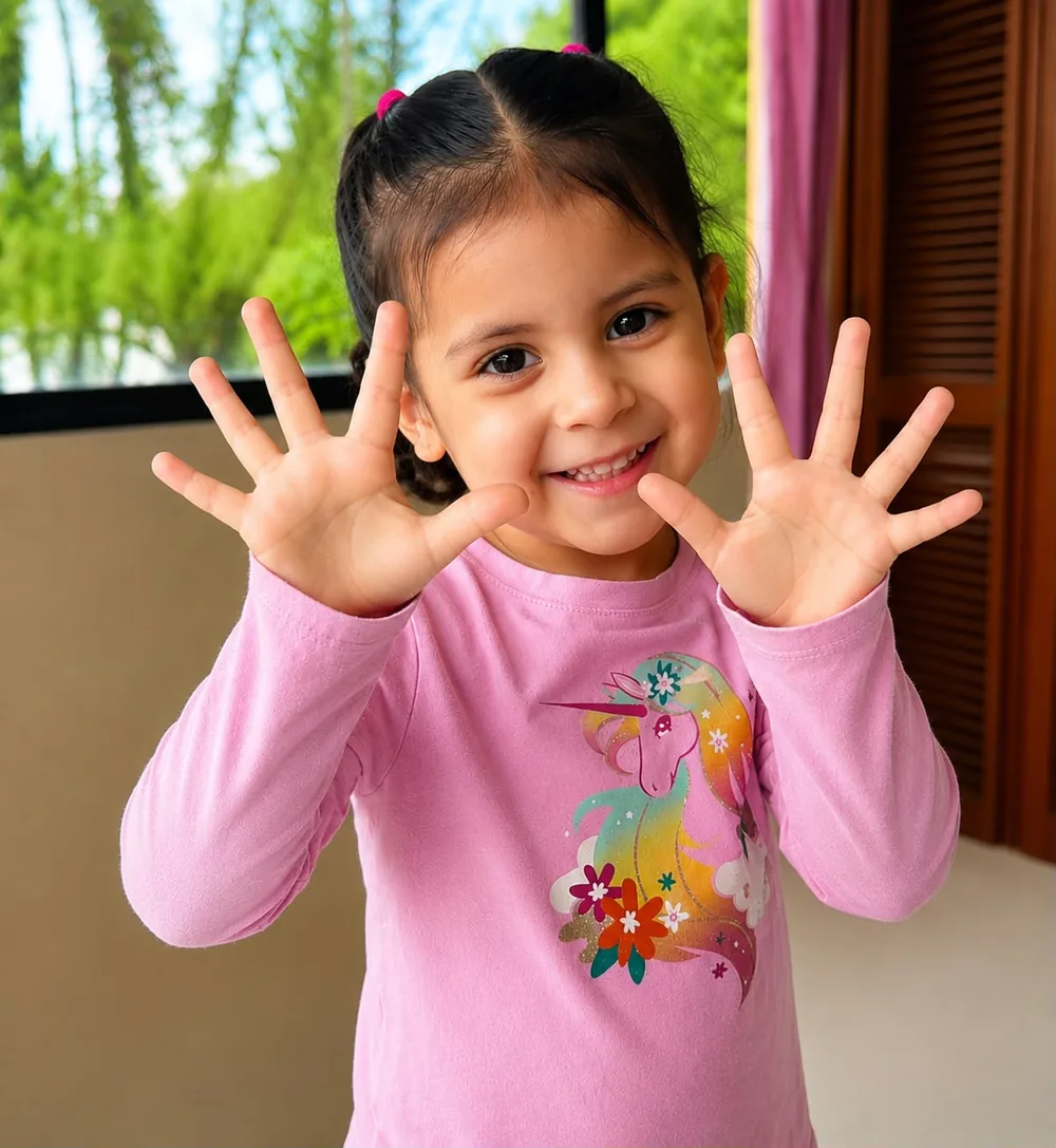 Niña sonriendo durante una sesión de Yoga Kids & Art